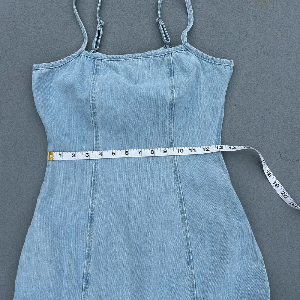 254.INDIGO REIN Women’s Light Wash Denim Mermaid Maxi Dress - Picture 11 of 12